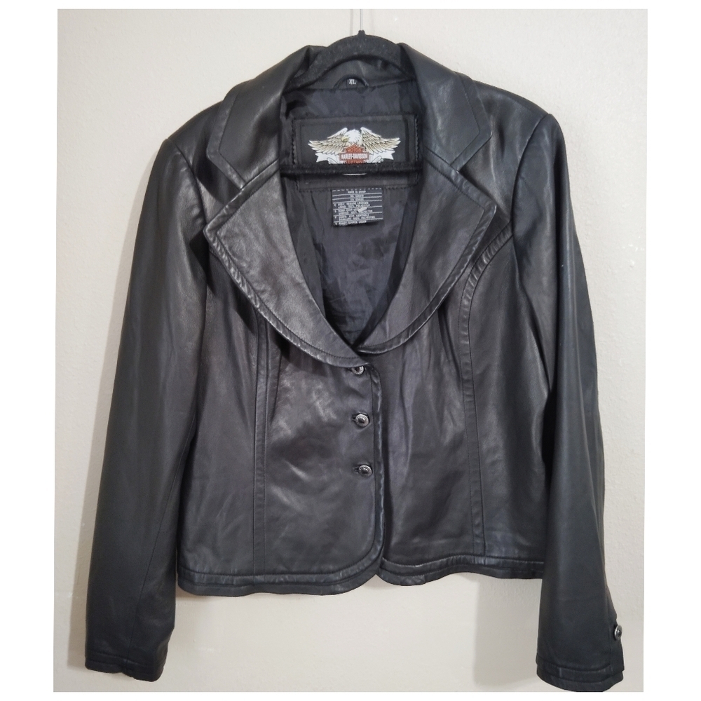 Harley Davidson Black Leather Jacket Size XL